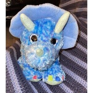 Wild Republic Triceratops Dinosaur Blue Sparkle 12" Plush Stuffed Animal